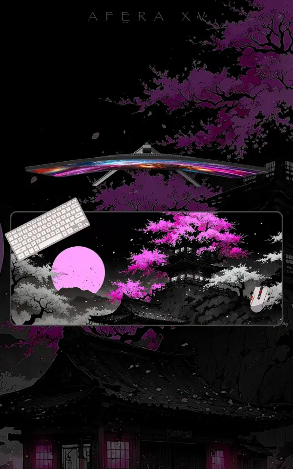 Cyberpunk Ukiyo-e Mousepad featuring Cyberpunk Ukiyo-e artwork on a premium large desk mat in Pakistan