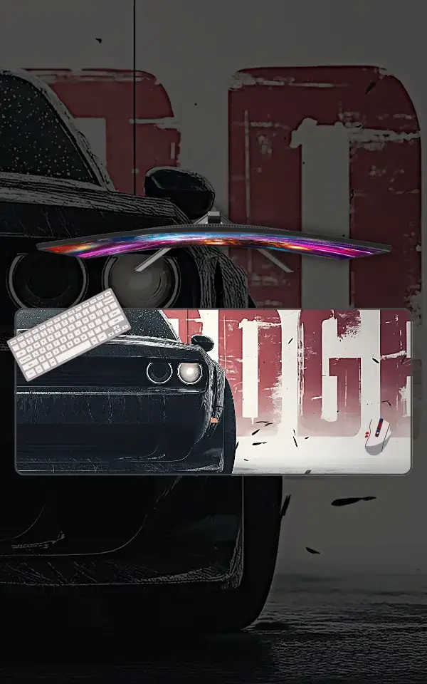 Dodge Hellcat Mousepad large desk mat with Dodge SRT Hellcat artwork for gaming, office and study setup in Pakistan