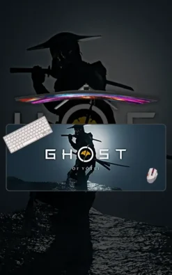 Ghost of Yotei Desk Mat featuring Ghost of Yotei artwork on a premium large desk mat in Pakistan