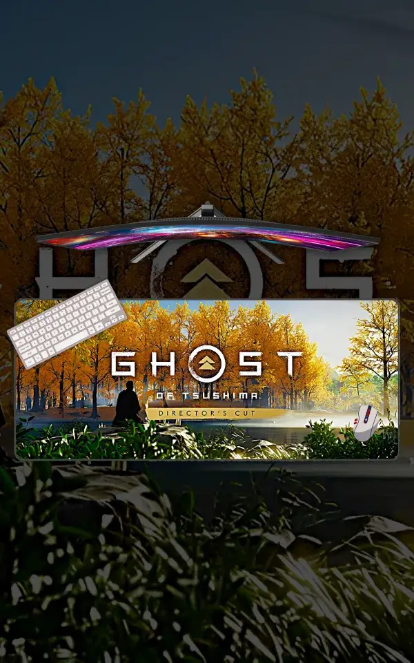 Ghost of Yotei Desk Mat featuring Ghost of Yotei artwork on a premium large desk mat in Pakistan