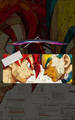 Goku Vegeta Mousepad featuring Goku vs Vegeta artwork on a premium large desk mat in Pakistan
