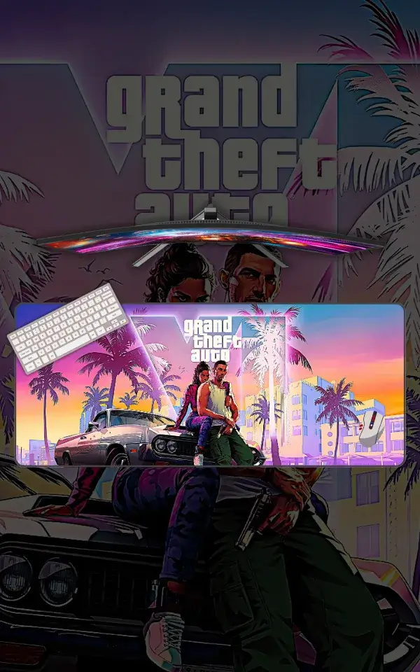 GTA Mousepad large desk mat with GTA artwork for gaming, office and study setup in Pakistan