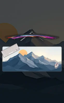 Low Poly Mountain Mousepad featuring Low Poly Mountain Sunset artwork on a premium large desk mat in Pakistan