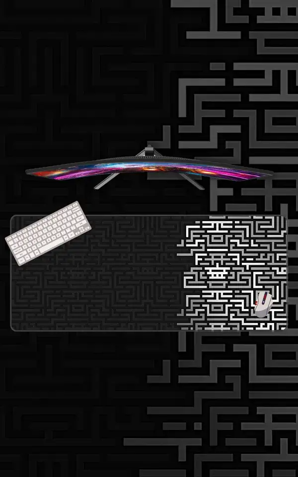 Meander Geometric Mousepad featuring Meander Geometric Art artwork on a premium large desk mat in Pakistan