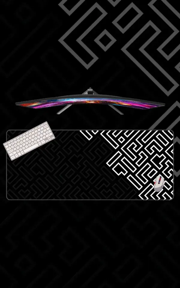 Meander Geometric Mousepad featuring Meander Geometric Art artwork on a premium large desk mat in Pakistan