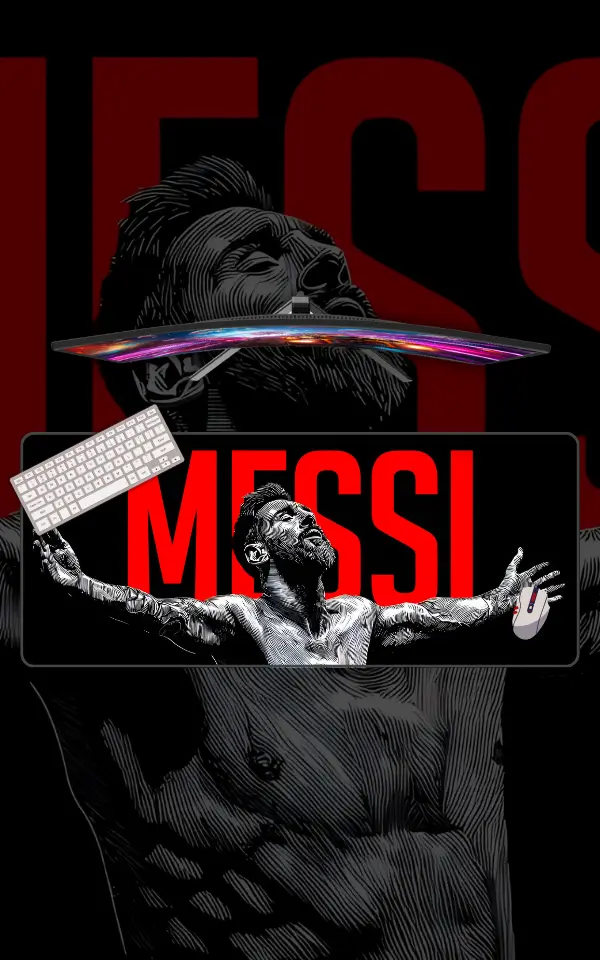 Messi Mousepad large desk mat with Messi artwork for gaming, office and study setup in Pakistan