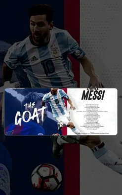 Messi Football Mousepad featuring Messi artwork on a premium large desk mat in Pakistan