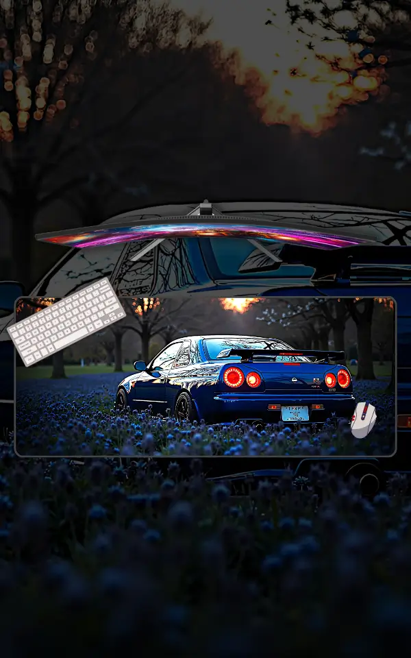 Nissan Skyline Mousepad large desk mat with Nissan Skyline GTR artwork for gaming, office and study setup in Pakistan