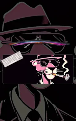 Pink Panther Desk Mat featuring Pink Panther artwork on a premium large desk mat in Pakistan