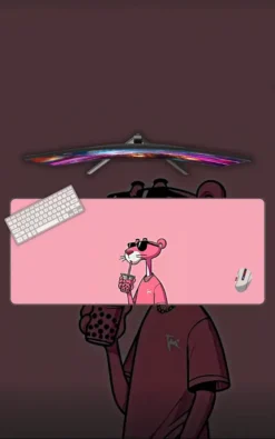 Pink Panther Desk Mat featuring Pink Panther artwork on a premium large desk mat in Pakistan
