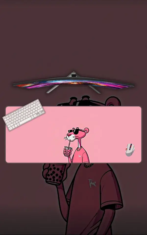 Pink Panther Desk Mat featuring Pink Panther artwork on a premium large desk mat in Pakistan