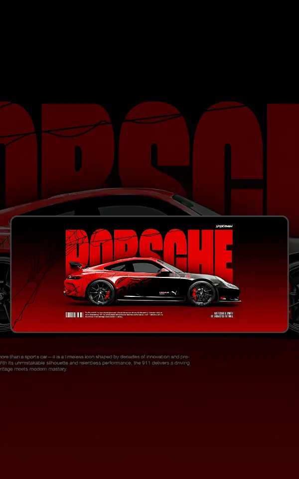 Porsche GT3 Mousepad large desk mat with Porsche 911 GT3 artwork for gaming, office and study setup in Pakistan