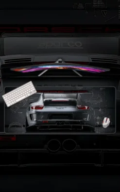 Porsche 911 Mousepad featuring Porsche 911 artwork on a premium large desk mat in Pakistan