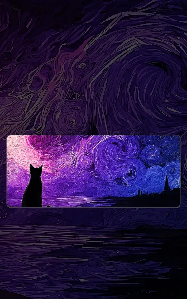 Purry Purry Night Mousepad featuring Purry Purry Night artwork on a premium large desk mat in Pakistan