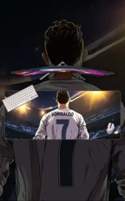 Ronaldo Football Mousepad featuring Ronaldo artwork on a premium large desk mat in Pakistan