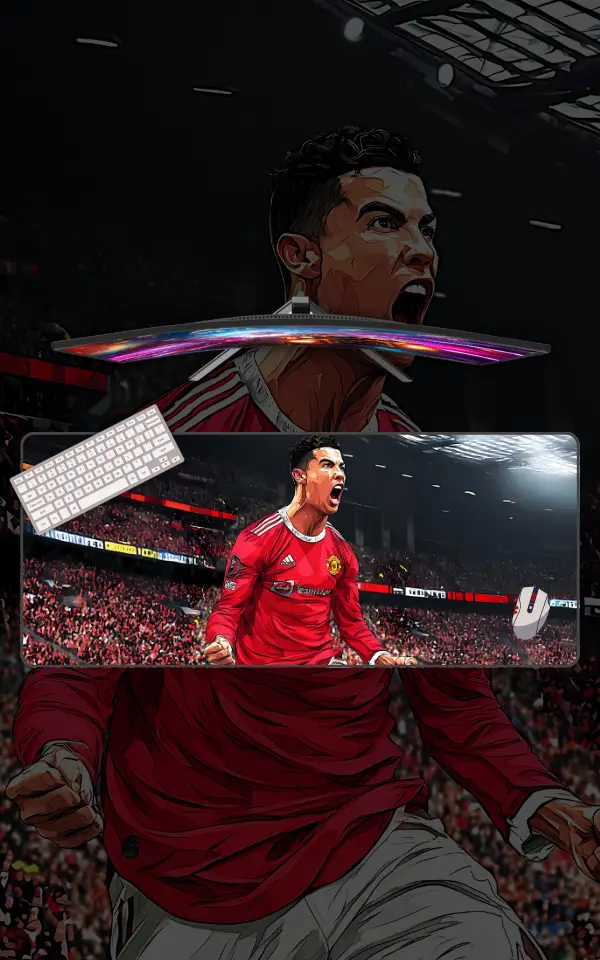 Ronaldo Mousepad large desk mat with Ronaldo artwork for gaming, office and study setup in Pakistan