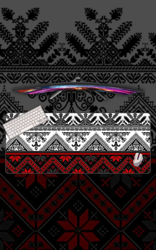 Slavic Embroidery Mousepad featuring Slavic Embroidery Border Pattern artwork on a premium large desk mat in Pakistan