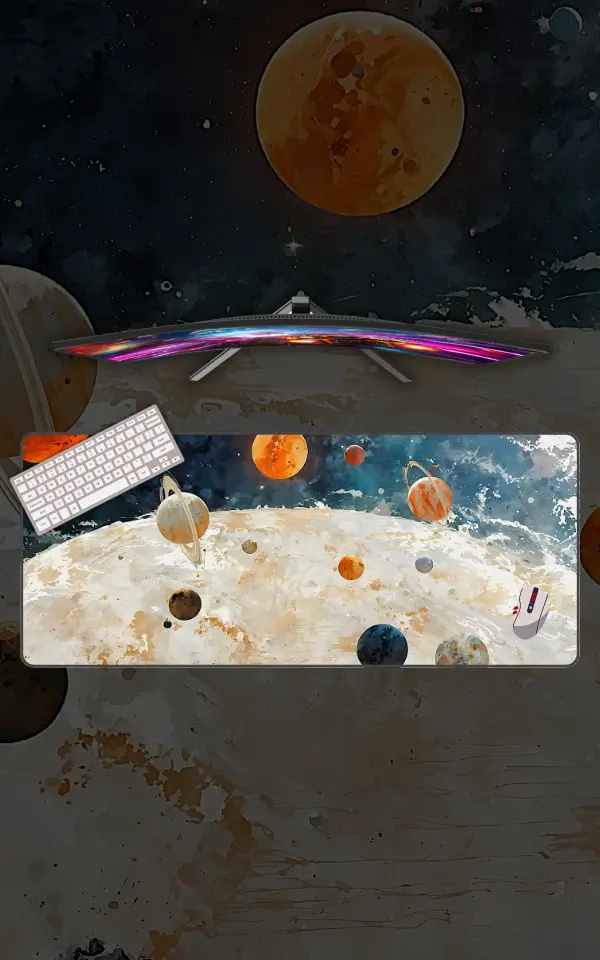 Solar System Mousepad large desk mat with Solar system artwork for gaming, office and study setup in Pakistan