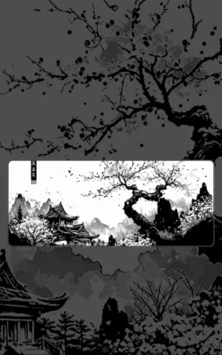Sumi-e Landscape Mousepad featuring Sumi-e Landscape artwork on a premium large desk mat in Pakistan