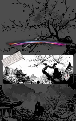 Sumi-e Landscape Mousepad featuring Sumi-e Landscape artwork on a premium large desk mat in Pakistan
