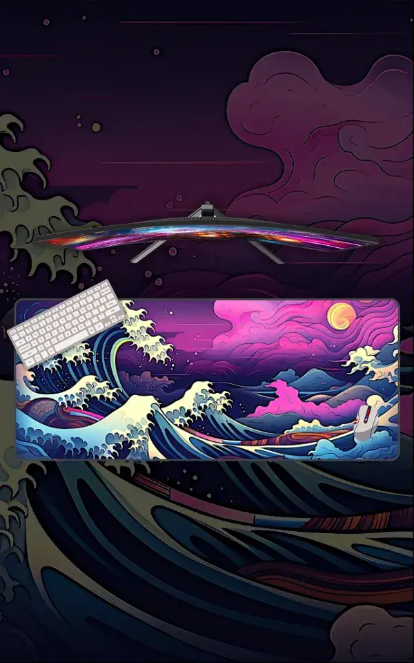 Great Wave Kanagawa Mousepad featuring The Great Wave off Kanagawa artwork on a premium large desk mat in Pakistan