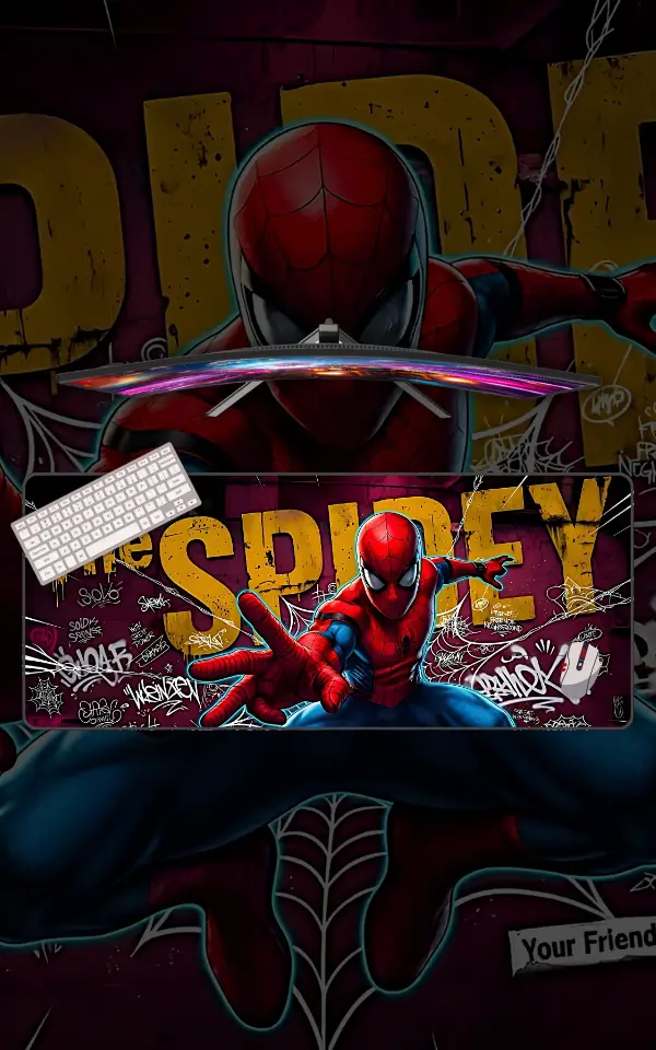 Spidey Mousepad large desk mat with The Spidey artwork for gaming, office and study setup in Pakistan