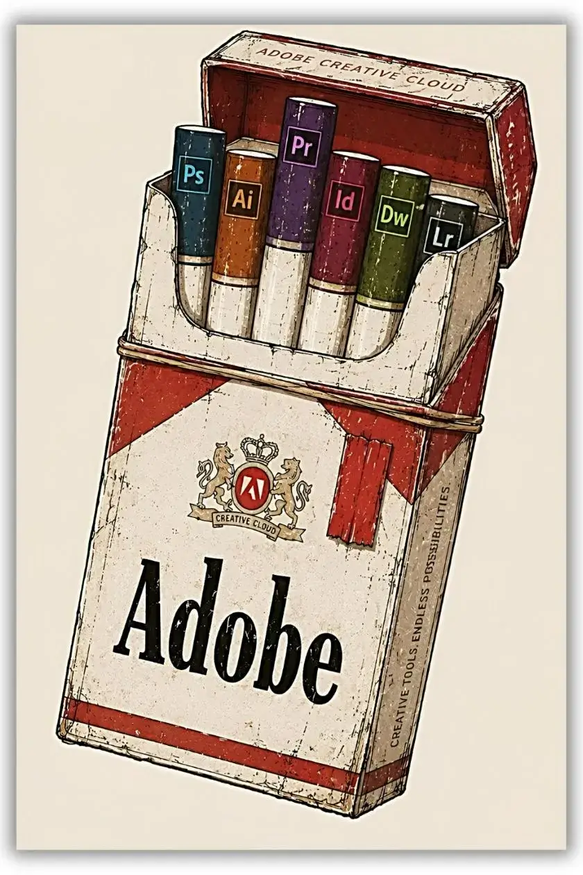 Adobe Creative Cloud Cigarette Pack Metal Poster wall art in Pakistan