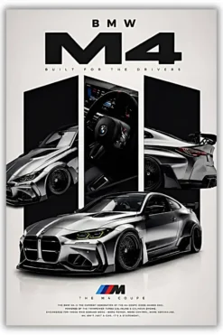 BMW M4 metal poster wall art in Pakistan