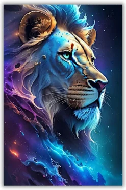 Cosmic Lion metal poster wall art in Pakistan