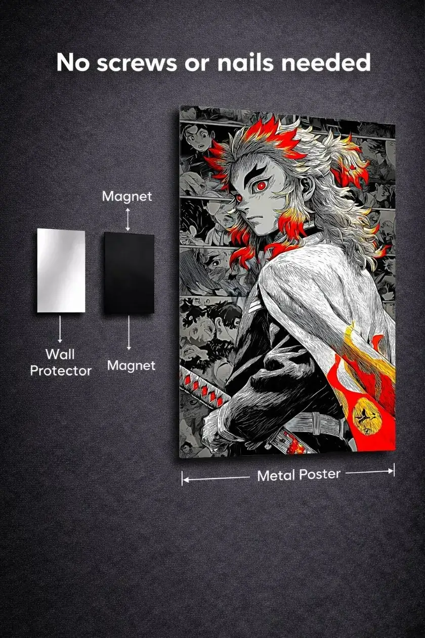 DEMON SLAYER: KYOJURO RENGOKU metal poster wall art in Pakistan