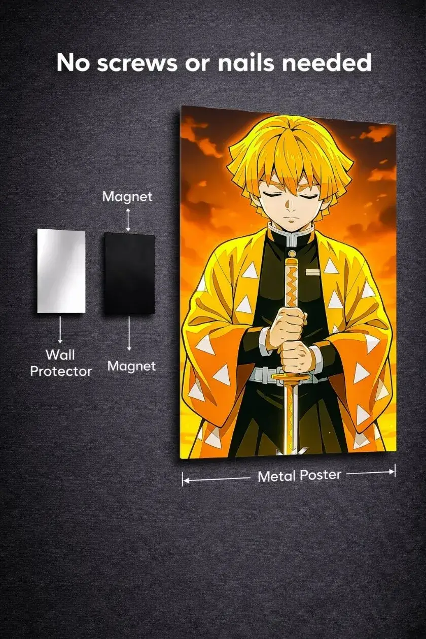 Demon Slayer: Zenitsu Metal Poster wall art in Pakistan