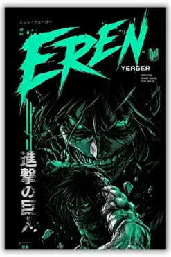 Attack on titans: Eren yeager metal poster wall art in Pakistan