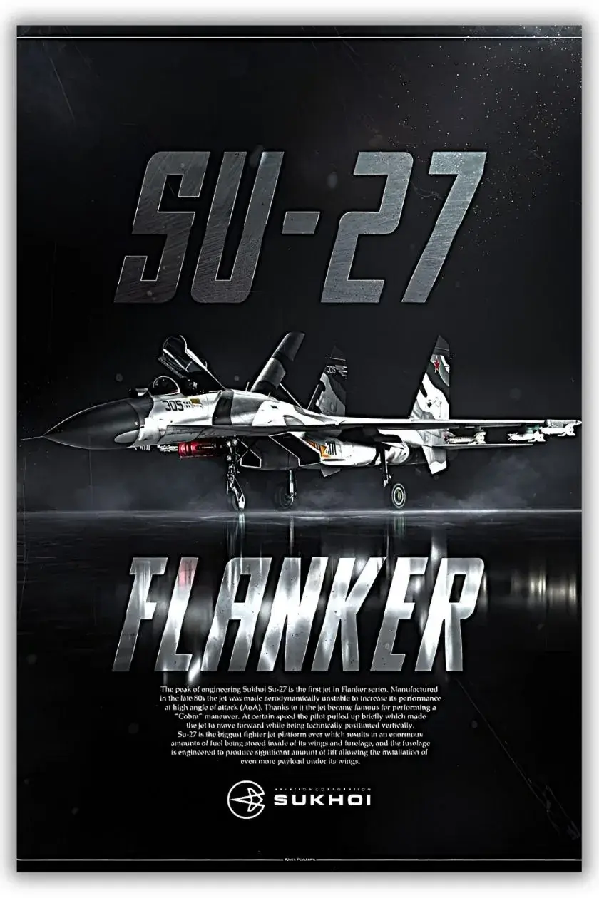 Flanker Su-27 Metal Poster wall art in Pakistan