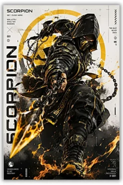 Mortal combat: Scorpion metal poster wall art in Pakistan