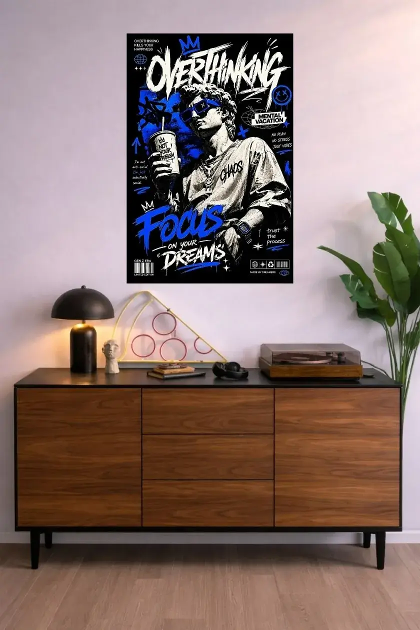 Overthinking Metal Poster wall art in Pakistan