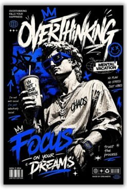 Overthinking Metal Poster wall art in Pakistan