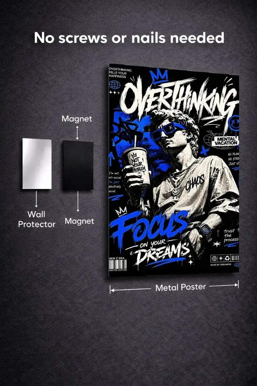Overthinking Metal Poster wall art in Pakistan