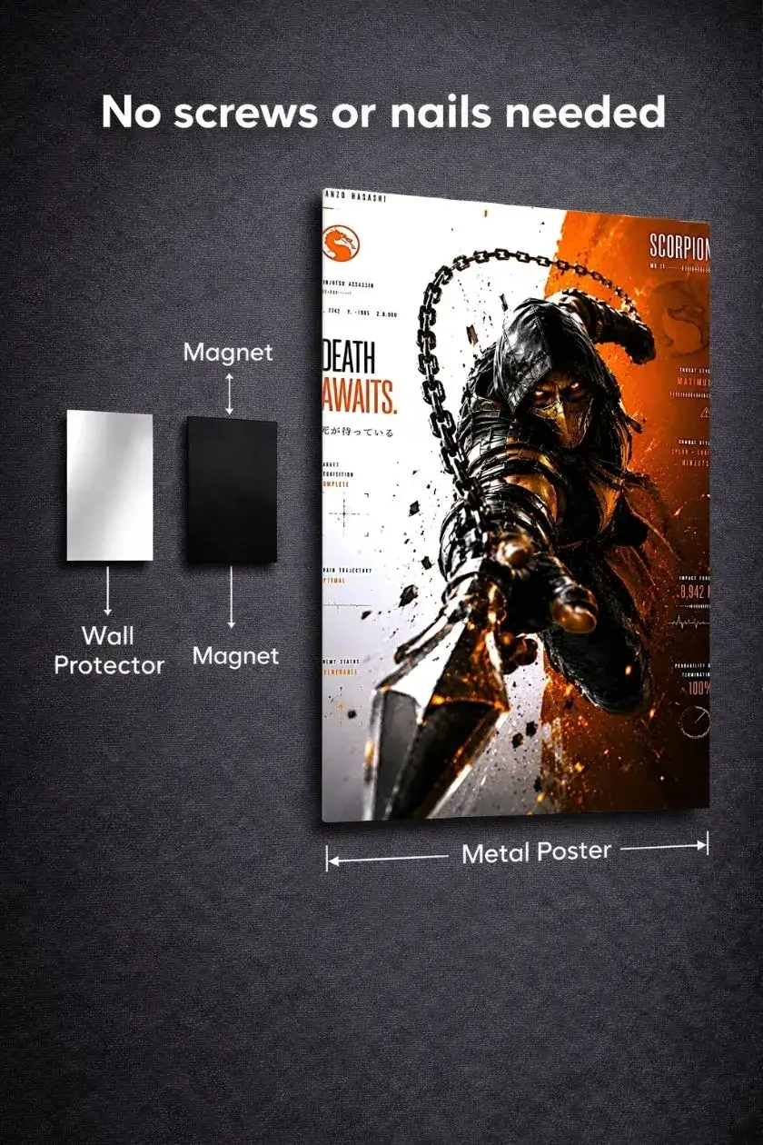 Mortal Kombat: Scorpion Metal Poster wall art in Pakistan