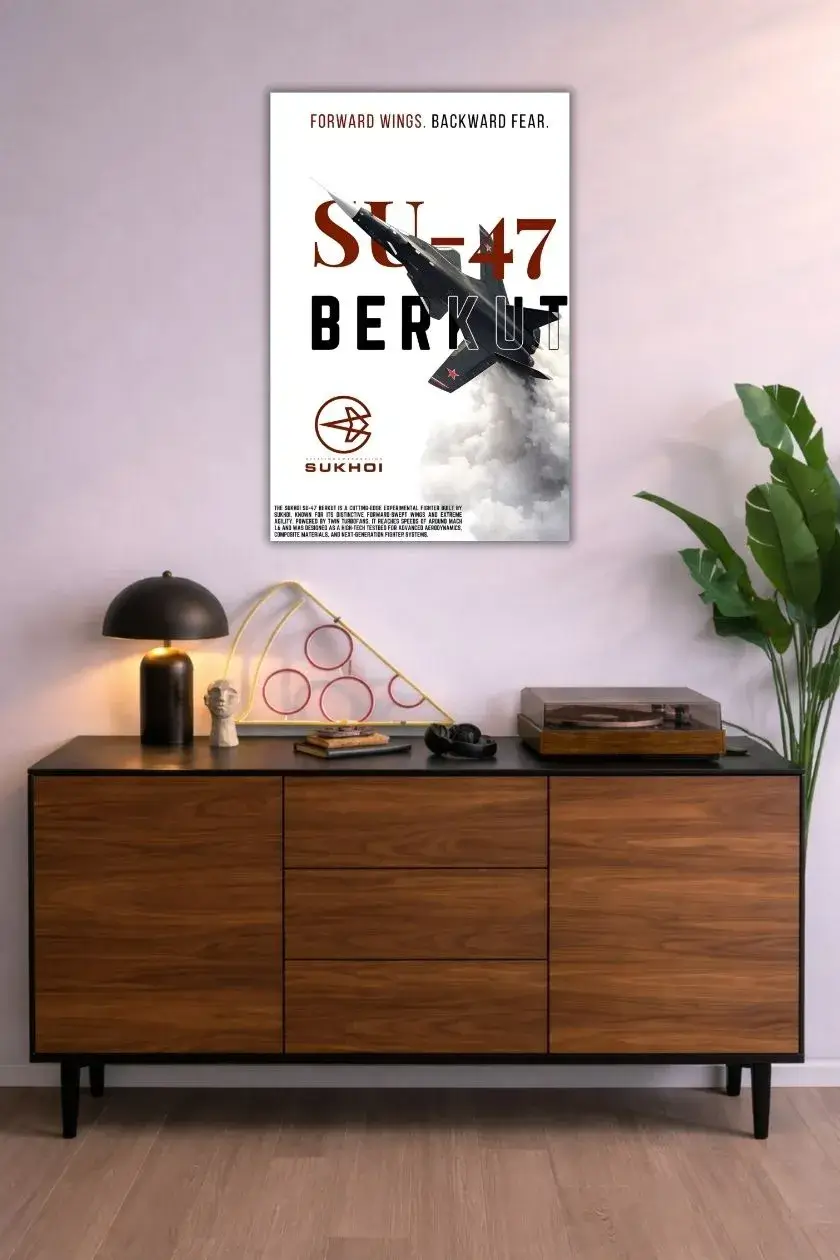 Sukhoi: SU – 47 Metal Poster wall art in Pakistan