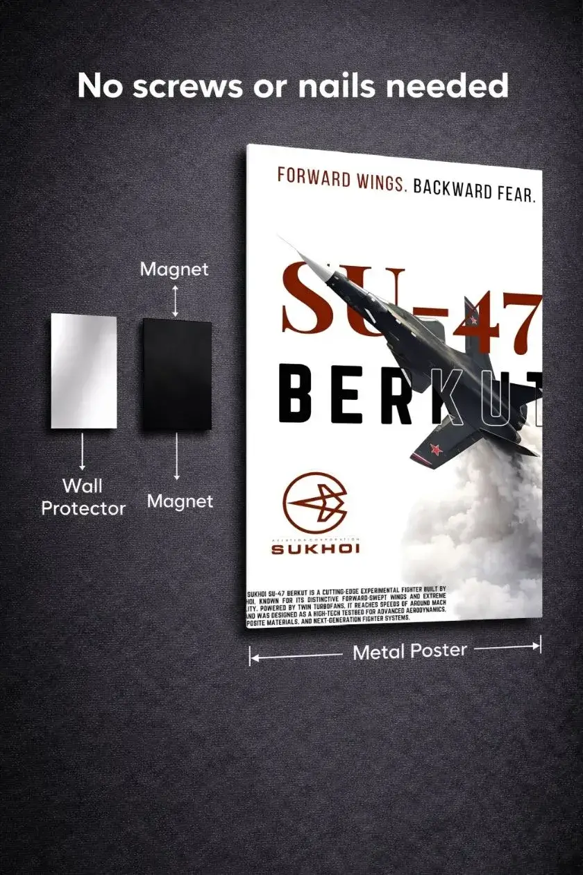 Sukhoi: SU – 47 Metal Poster wall art in Pakistan